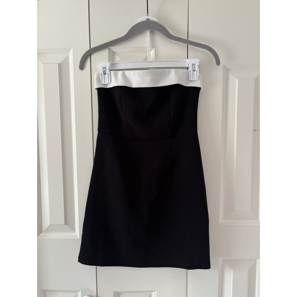 Edikted Strapless Black White Mini Dress XS - Picture 3 of 8